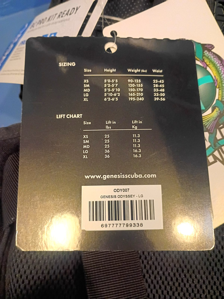 Genesis Oddysey BC Size LG ~NEW~