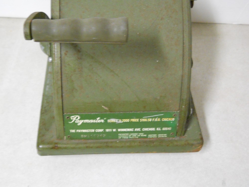 Vintage Paymaster Series X-2000 Check Writer Embosser Machine