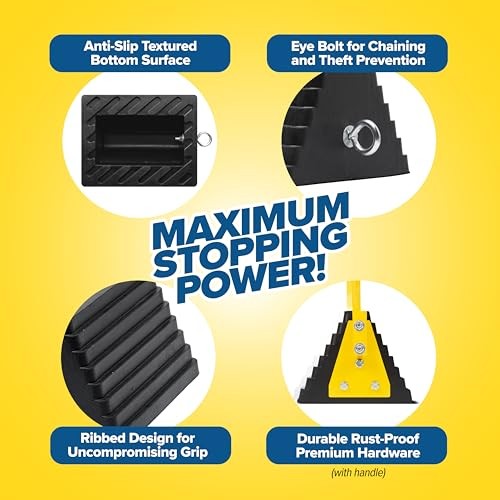 Industrial Extra Large Wheel Chock with Handle - Heavy With Handle (1pack)