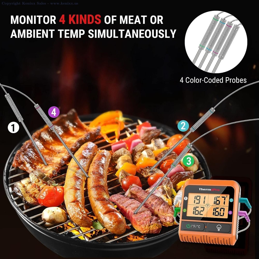 ThermoPro TP829 1000FT Wireless LCD Meat Thermometer Bluetooth Meat Thermometer
