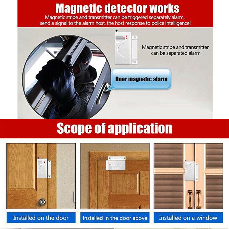 DC 12V 433MHz Wireless Door Window Alarm Panel Magnetic Contact Sensor Code 1527