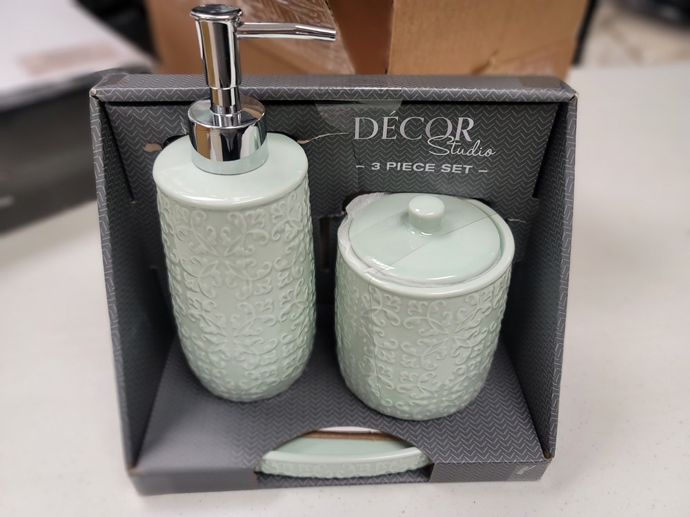Decor Studio Emily 3-Pc. Bath Accessory Set - Aqua