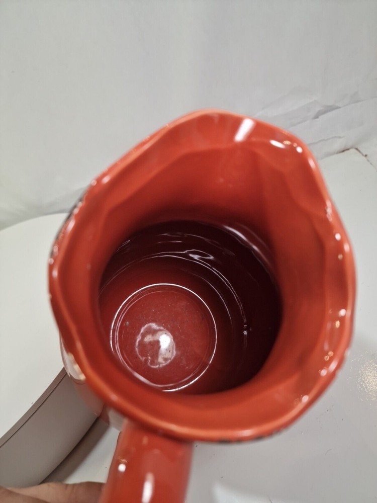 Rare Orange Unique Pitcher leaf design rustic looking, C3