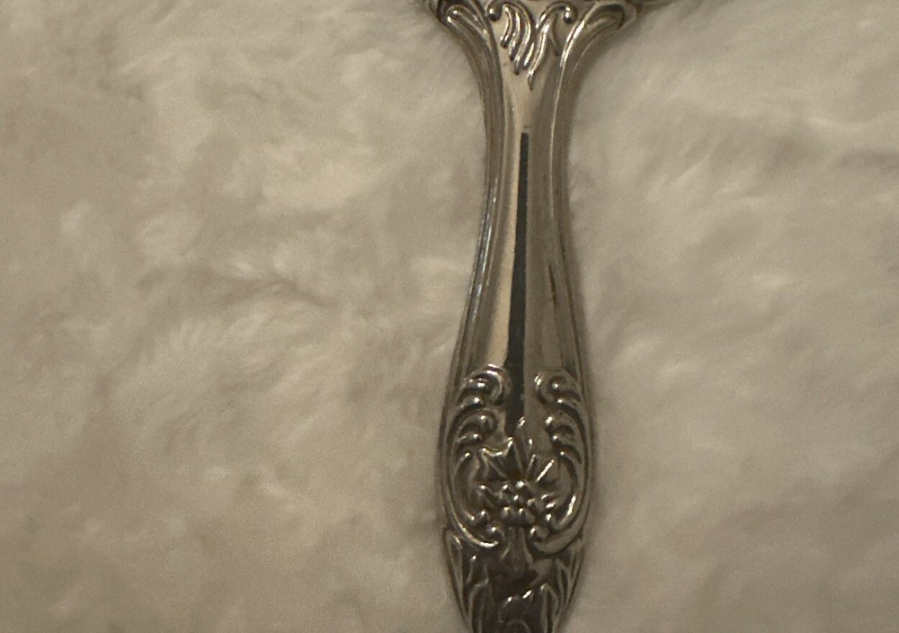 Vintage Silver Plated Scrolled Round Vanity Hand Mirror