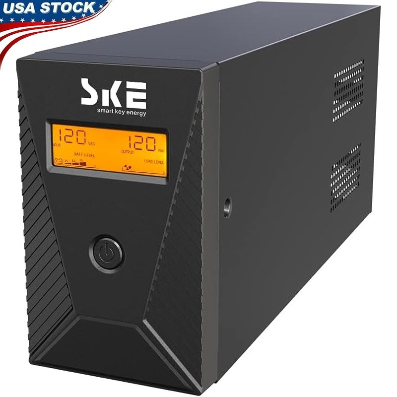 UPS Battery Backup Surge Protector W/ AVR LCD Display & Free Management Software
