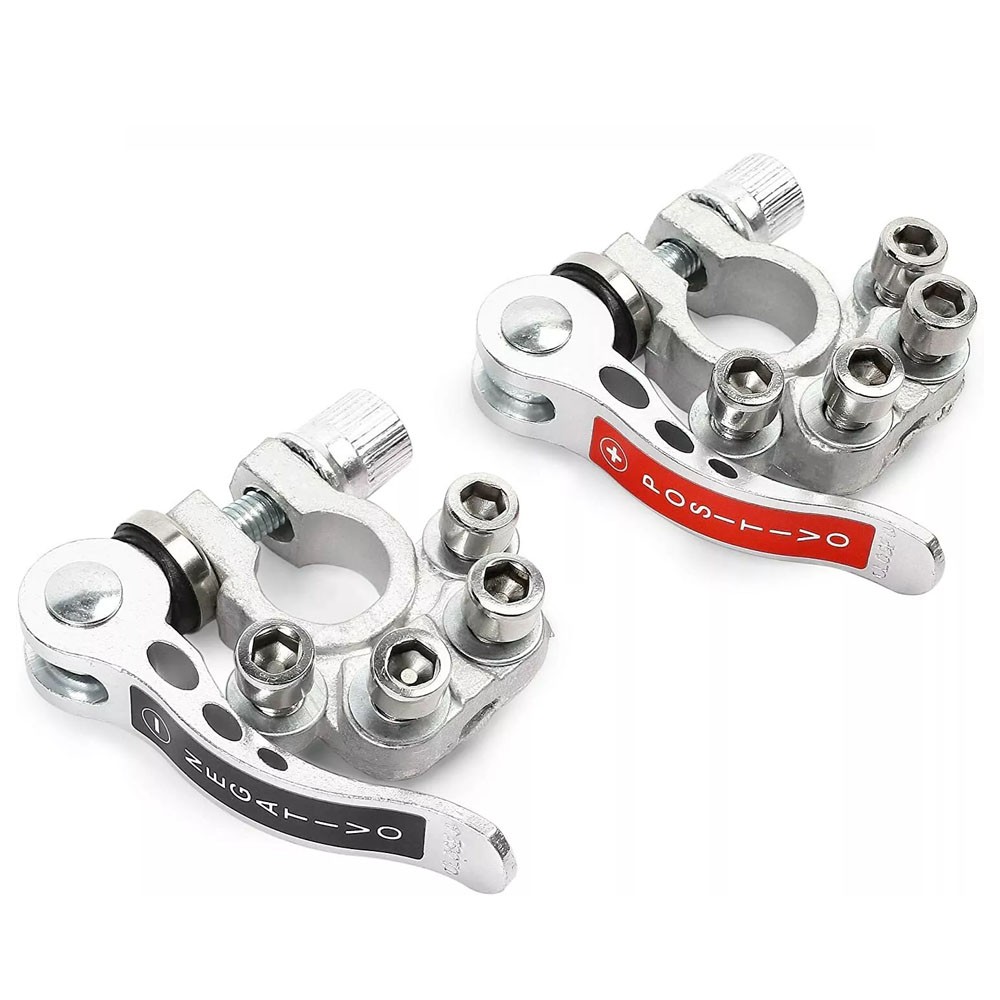 2PCS Car Battery Terminal Connectors Top Post Quick Release Positive Negative