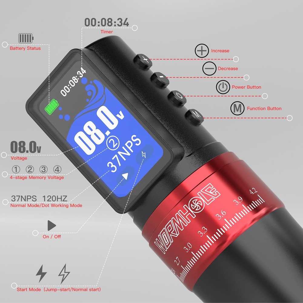 Wormhole Wireless Tattoo Gun Kit Multi-function Smart Tattoo Pen with Wormhol...
