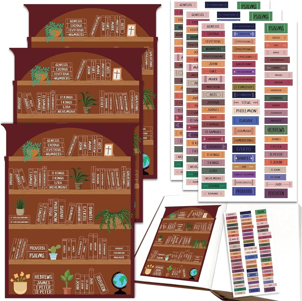 Bible Reading Tracker Stickers & Study Supplies Guide Kit, Bible Tabs for Wom...