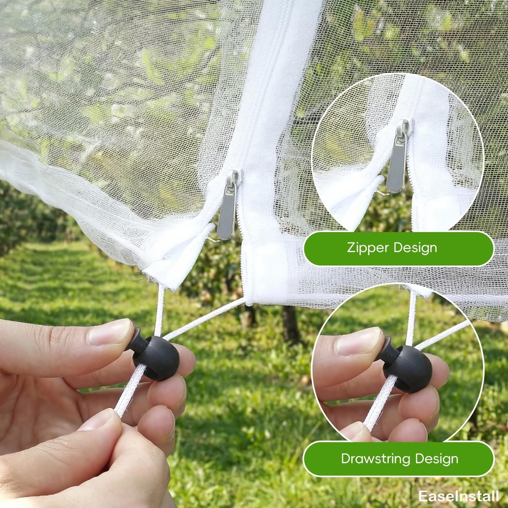 8'x10' Large Fruit Tree Netting for Squirrels and Birds with Drawstring, Inse...
