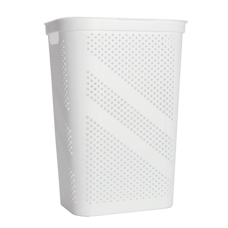 Hinged Lid Laundry Hamper Ventilated Storage Basket W/ Handles Home Use