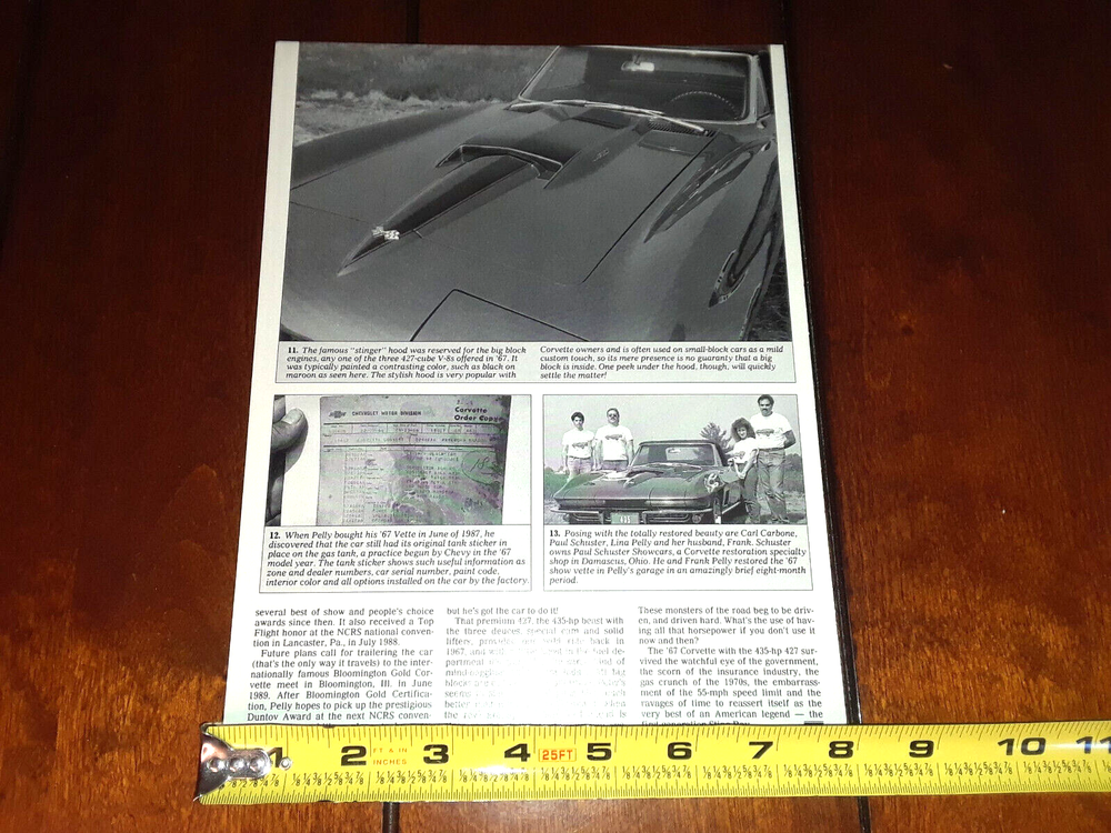 1967 CORVETTE L71 427 ORIGINAL 1989 ARTICLE