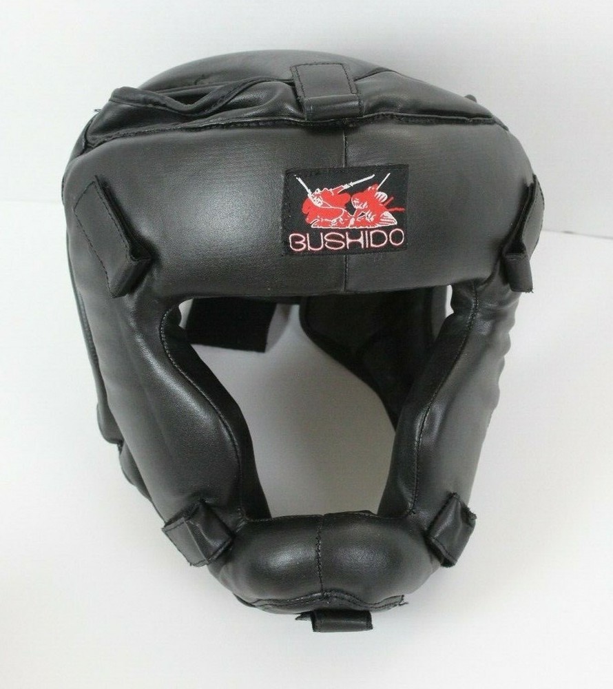 Bushido Martial Arts Protective Head Guard Mask Size Large Black no Face Shield