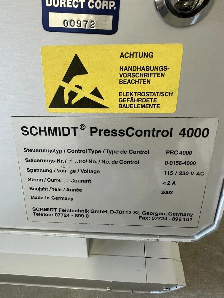 USED SCHMIDT PRESSCONTROL 4000 PRC4000