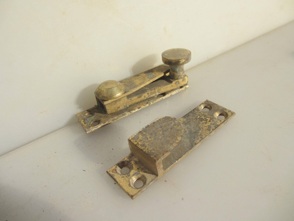 Vintage Brass Sash Window Latch Lock Fastener Catch Old Handle