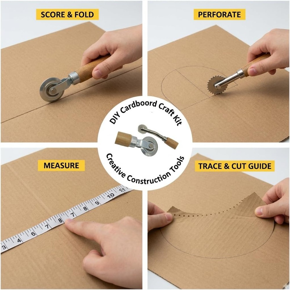 Box Resizer Tool Kit, 0.5mm Solid & Dashed Line Scoring Wheel with Wood Handl...