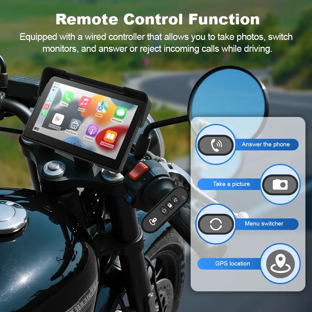 7 " Motorcycle Wireless Carplay Android Auto Screen Dual Bluetooth GPS Nav TPMS