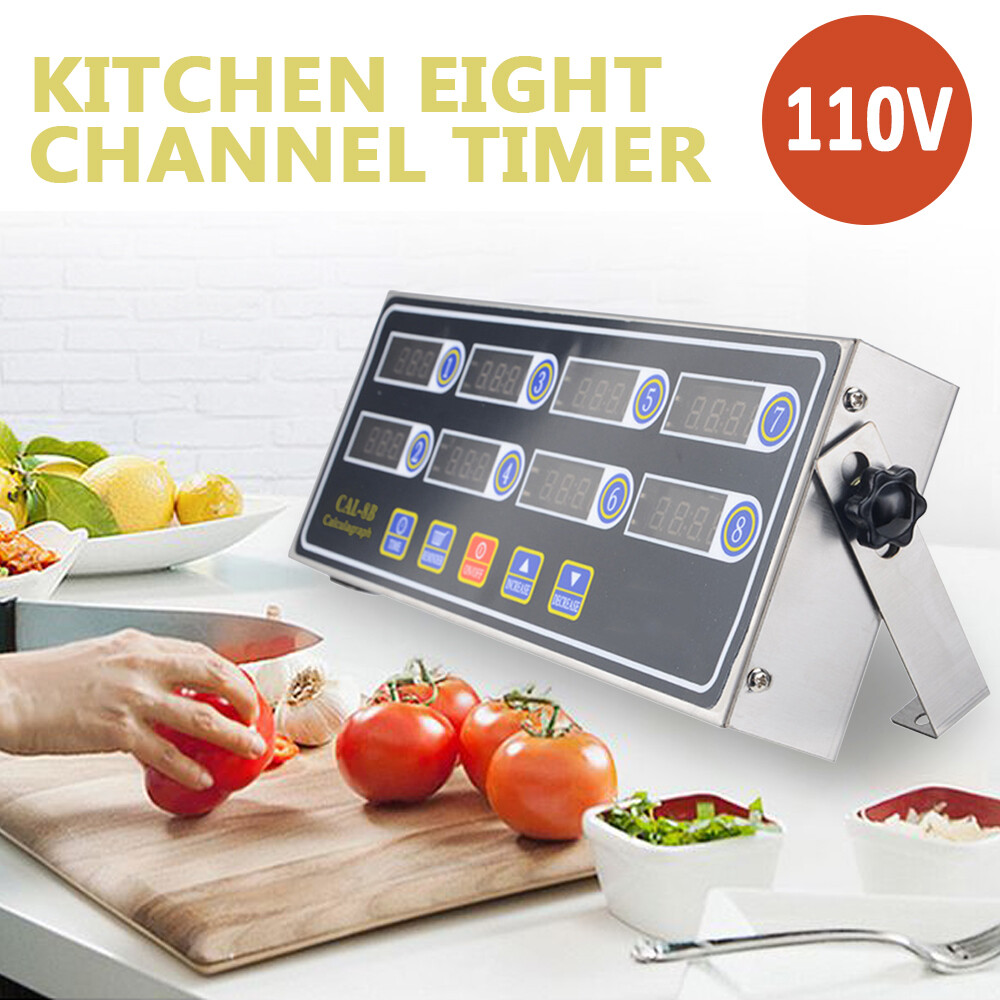 8 Channel Commercial Digital Timer Calculagraph Kitchen Loud Countdown Modern US