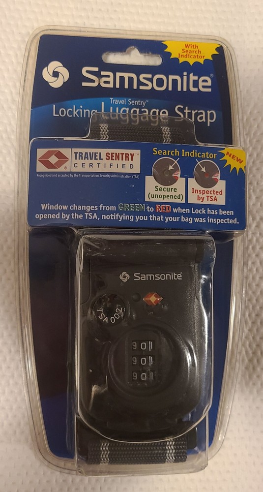 Samsonite Locking Luggage Strap #SM3510CG With Search Indicator Charcoal Grey