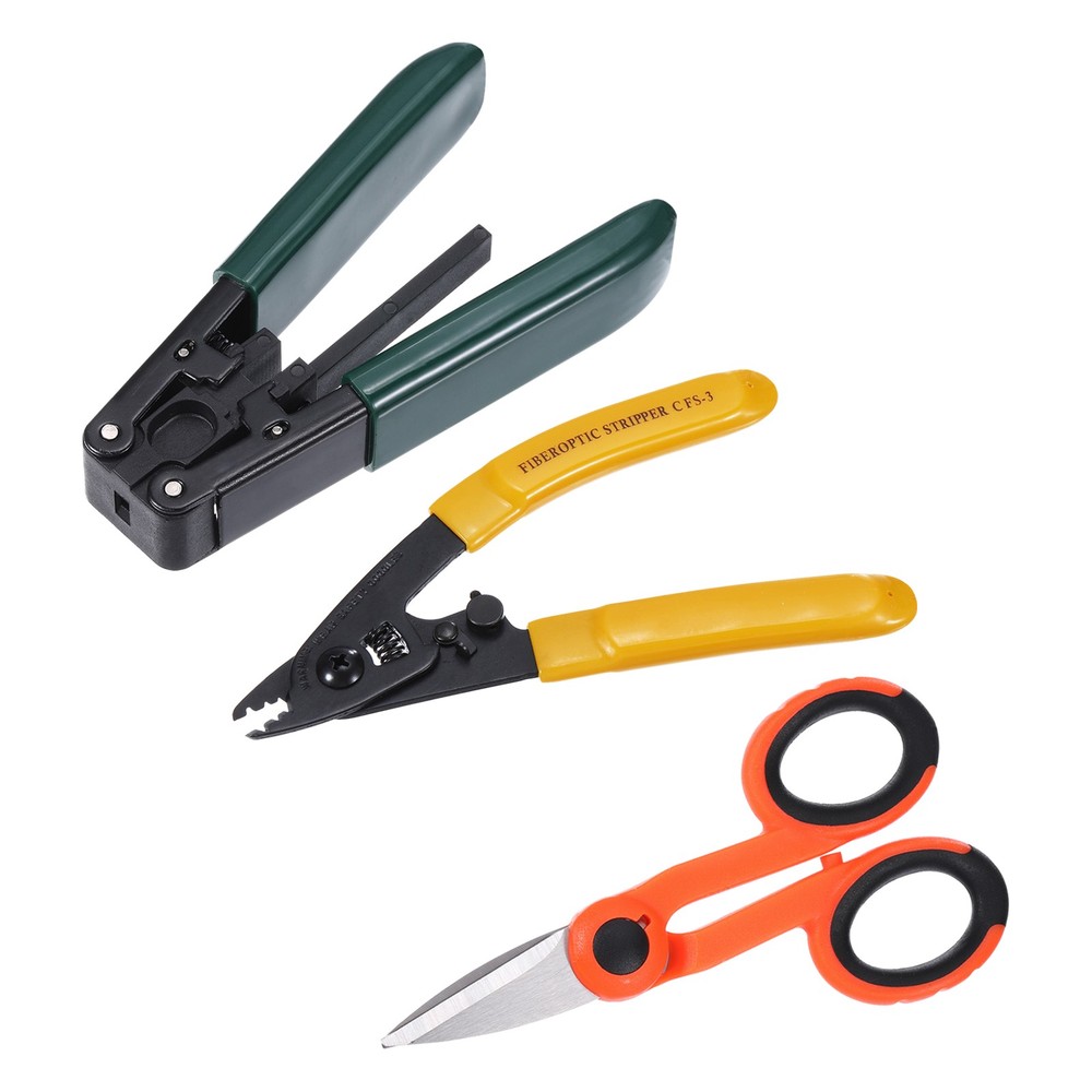 Optical Fiber Tool with Non-metallic Stripper, Three Hole Stripper, Scissors