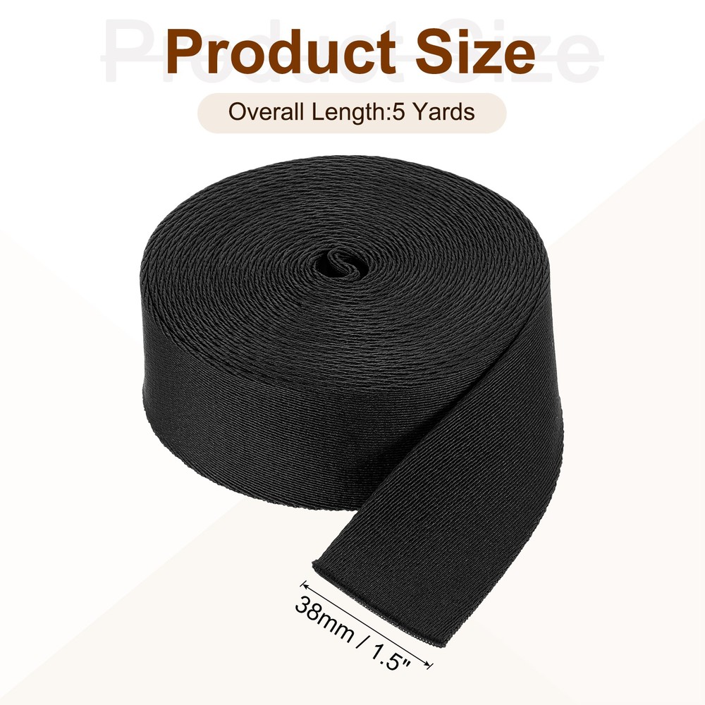 5 Yards Nylon Webbing Strap, 1 3/8-inch Bag Flat Webbing Straps, Black