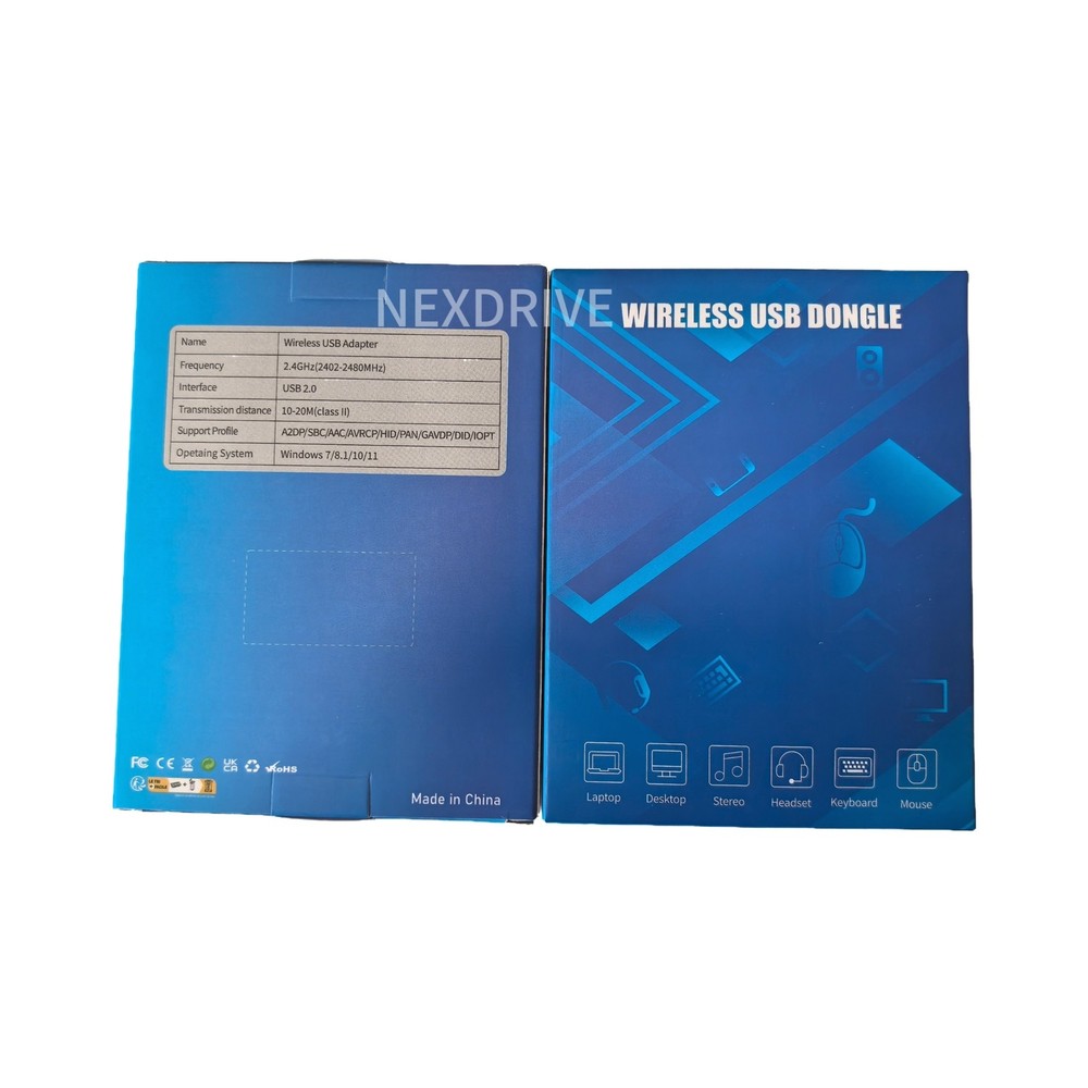 Compact Bluetooth 5.4 USB Adapter – Wireless for PC Speakers Mouse Keyboard