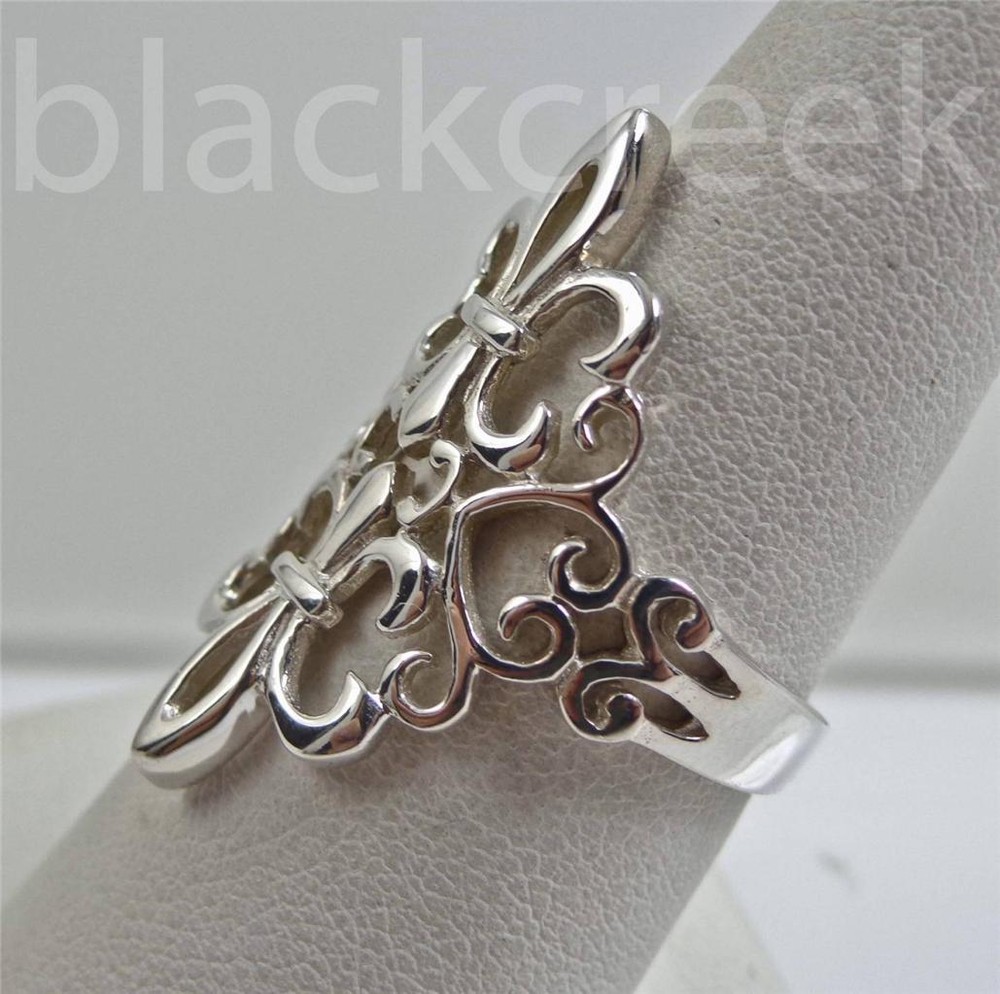 925 Steriling Silver ~ Double Fleur De Lis Wrap Ring ~ Size 4 to 12.5