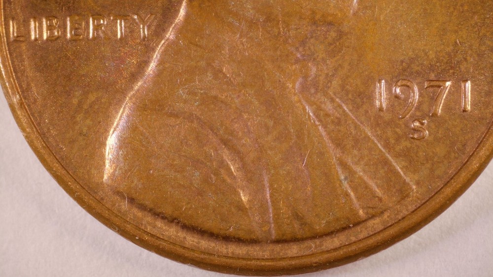 1971 S Lincoln Cent S over S TONED