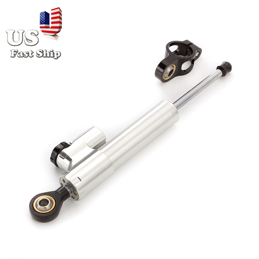 CNC Silver Motorcycle Universal Steering Damper Stabilizer Linear Control Safety