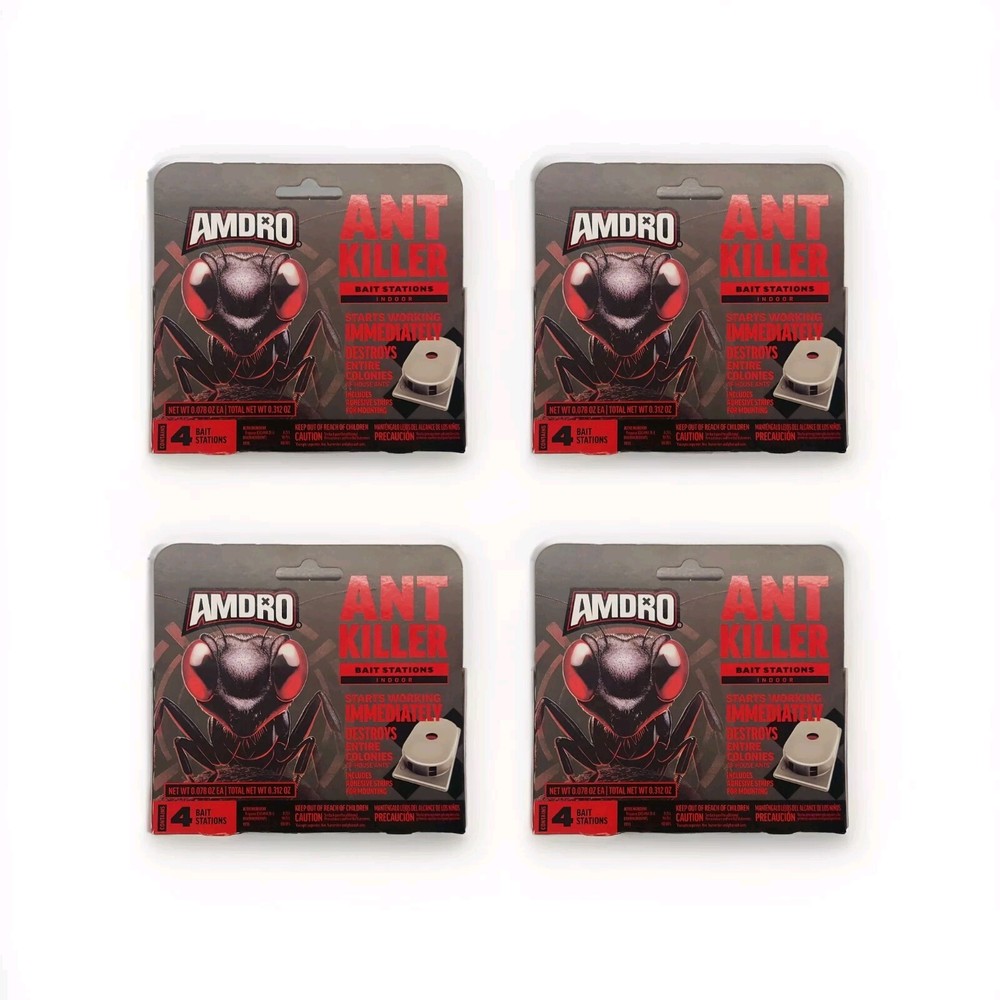 Amdro 4-Pack Ant Kills Ant Killer Bait Station, 4 Count Each Pack, Total: 16 🆕