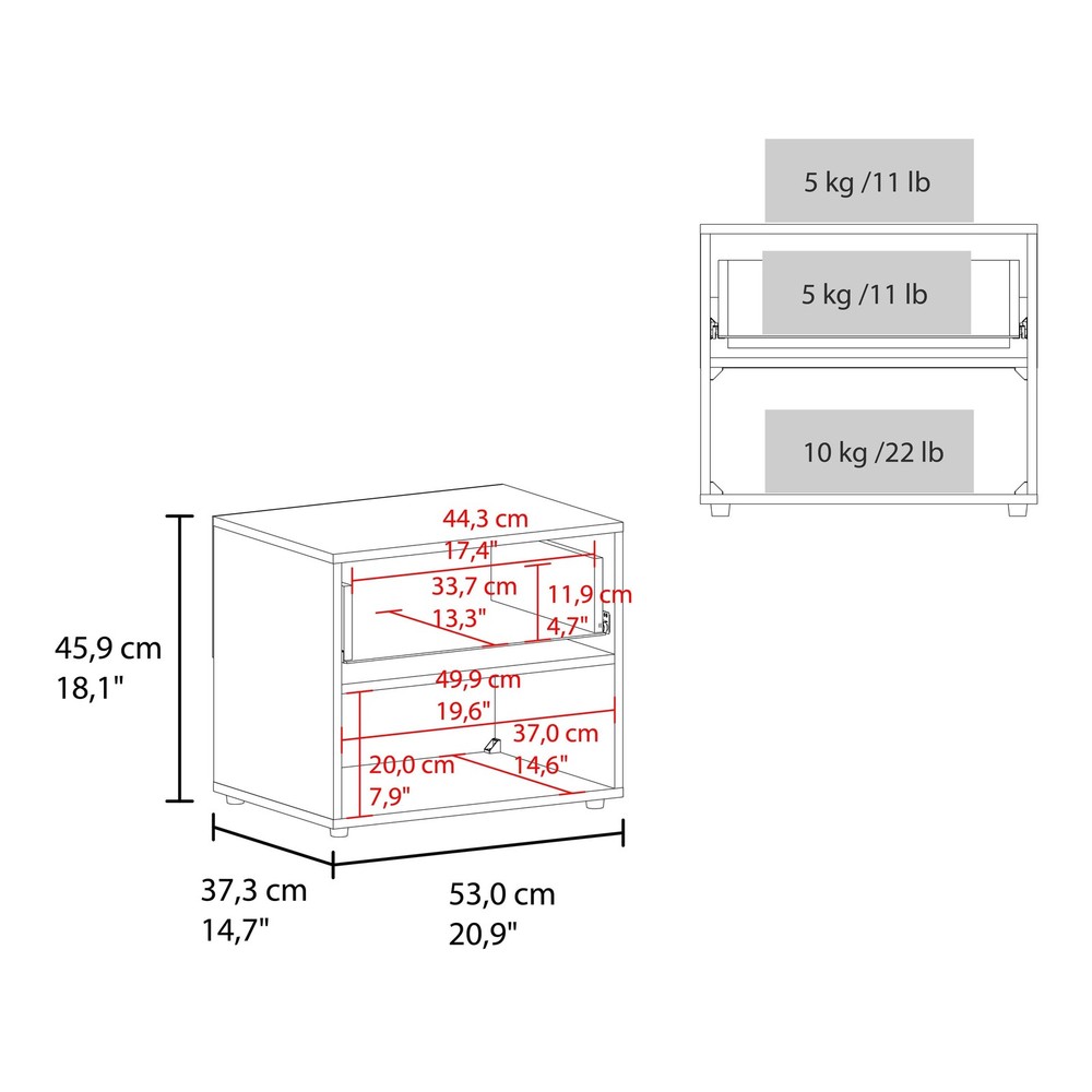 Stained Walnut Nightstand with 1-Drawer