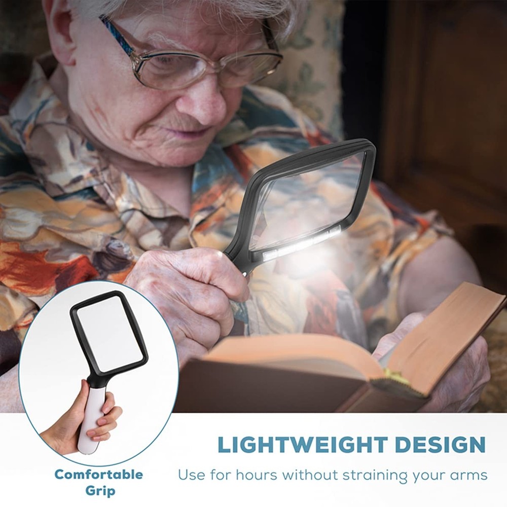 Folding Handheld Magnifying Glass with Light, 3X Large Rectangle Reading Magn...