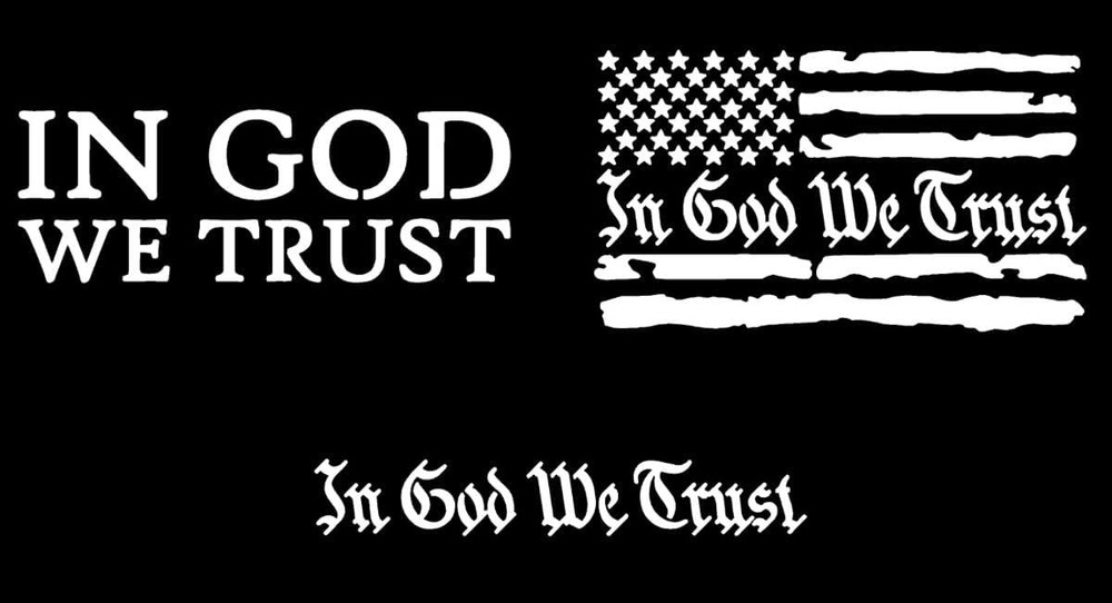 Decal 3 Pack: Flag, Calligraphy Vinyl Decals (Small ~4", White)