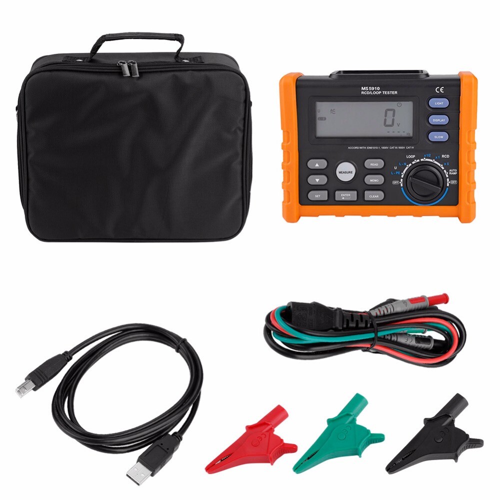 PEAKMETER Digital RCD Loop Tester Multimeter Ohmmeter 5~2000 ohm USB-Interface