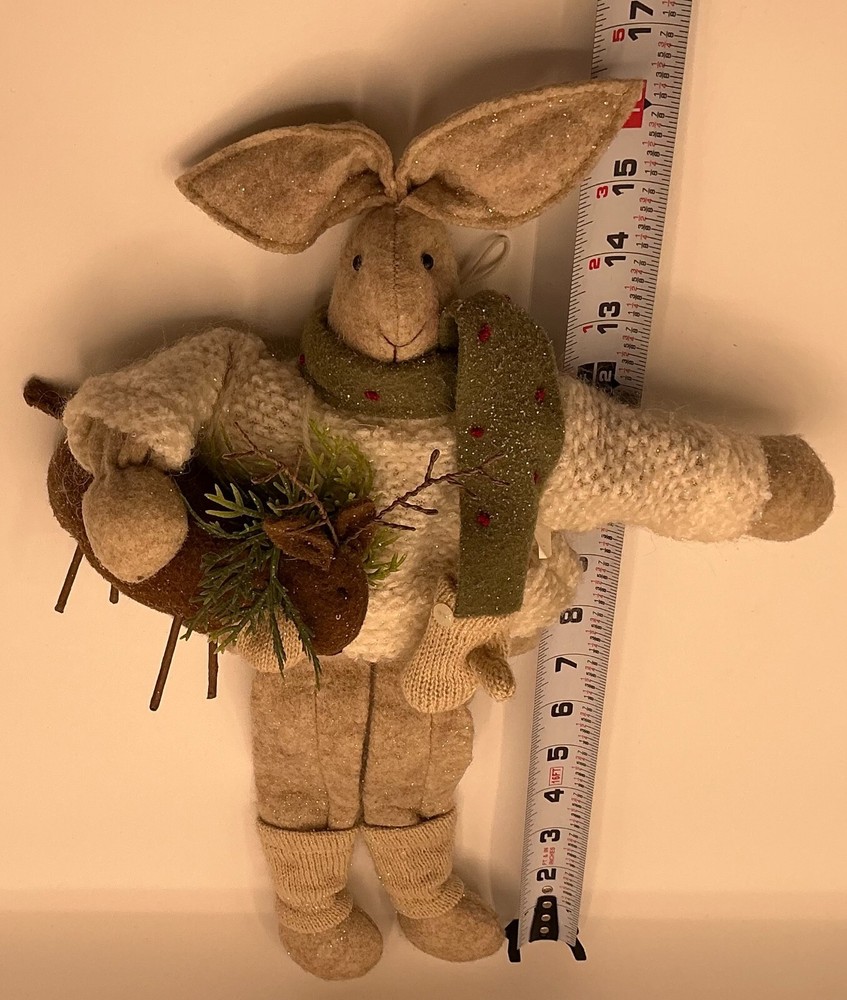 17” Bunny Rabbit Holding Reindeer Soft Craft Doll