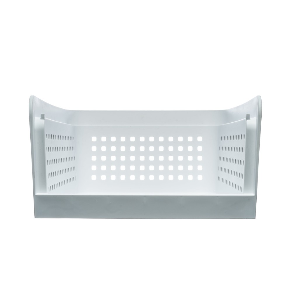Open-Front White Plastic Stackable Closet Storage Organizer Bin W/ Breathable