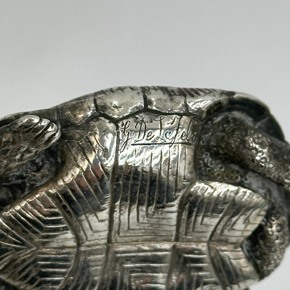 Continental Solid Silver Tortoise Figurine Signed G de la Feld early 20th cen