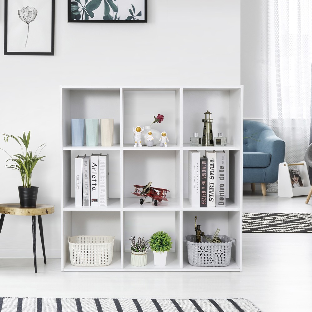 9-Cube Wood Shelf Storage Cabinet Cubical Chipboard Cupboard Organizer White