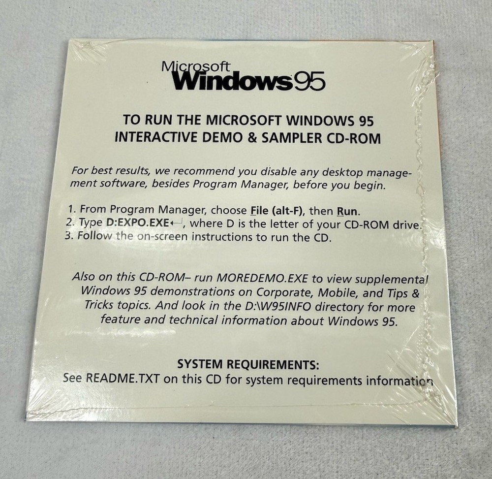 Microsoft Windows 95 Interactive Demo Sampler Sealed