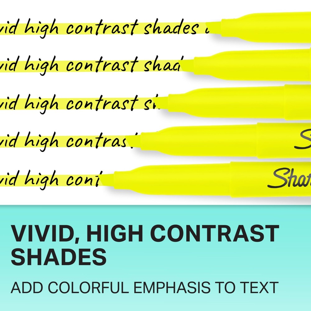 Sharpie Pocket Style Highlighters, Chisel Tip, 12 Count (Pack of 1), Yellow