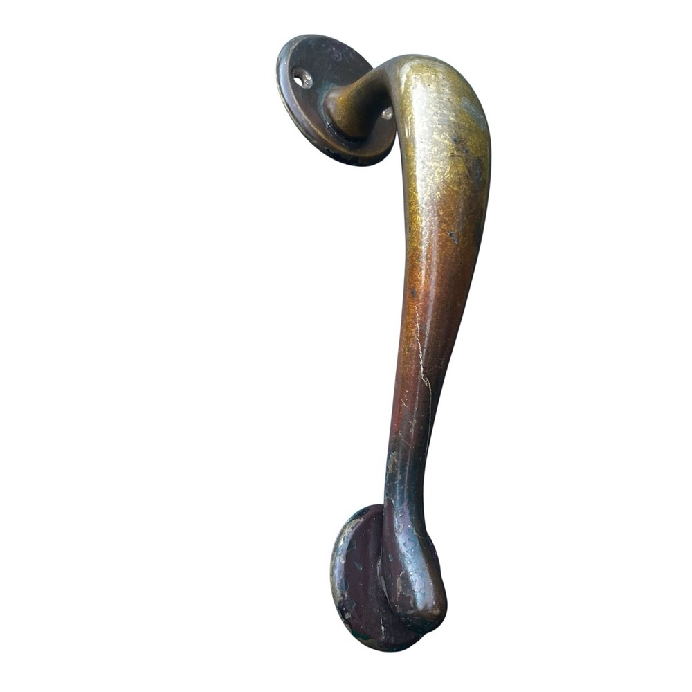 Vintage Large Solid Brass Door Handle Great Patina