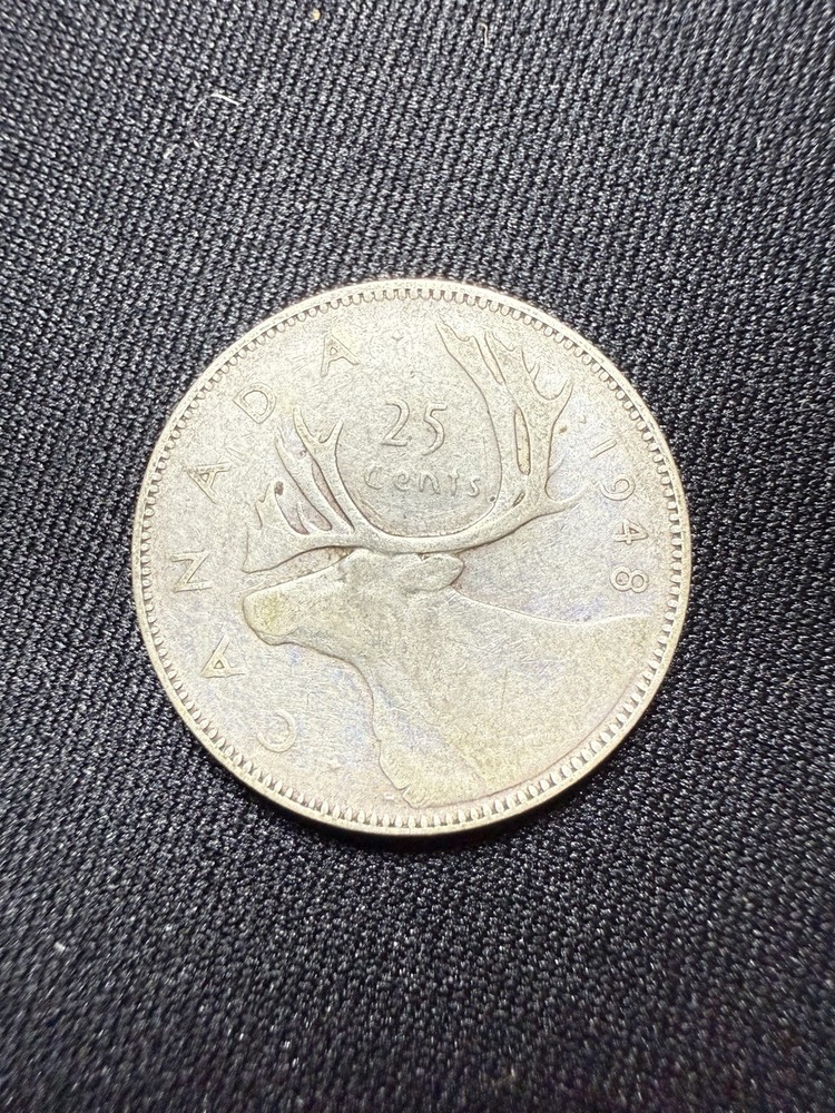 1948 Canada Silver 25 Cents Coin