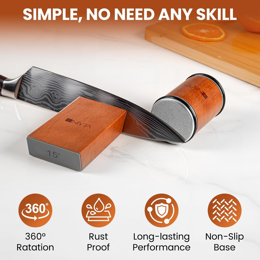 Rolling Knife Sharpener Kit – 3-Stage Manual Knife Sharpener for Kitchen, Che...