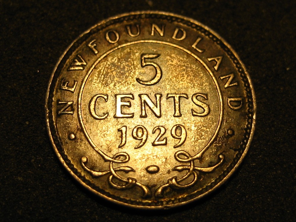 1929 New Foundland Five Cents Uncirculated
