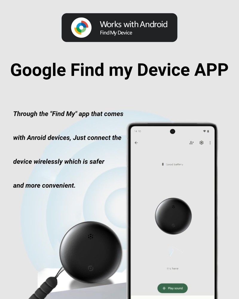 Smart Tracking Tag for Android Devices - Lightweight Pet and Item Tracker, Black