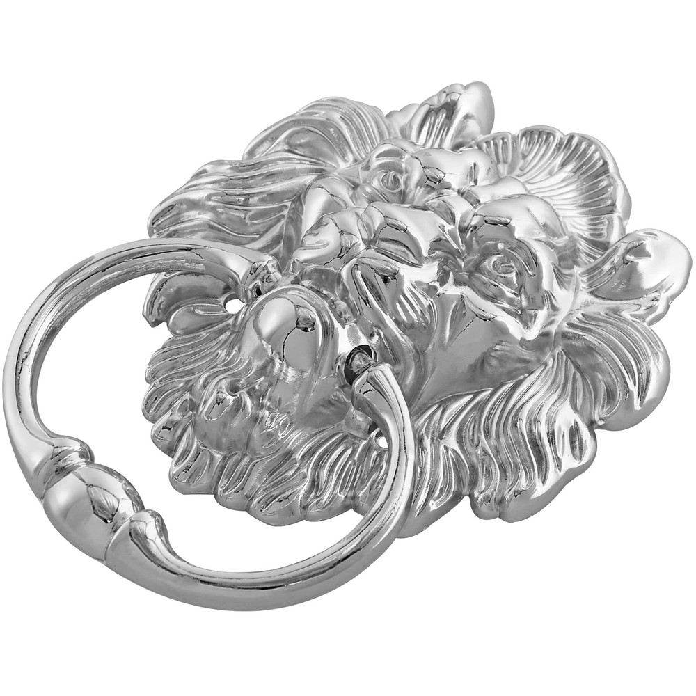 MOLIGOU Lion Head Door Knocker, 6 Inch Front Silver