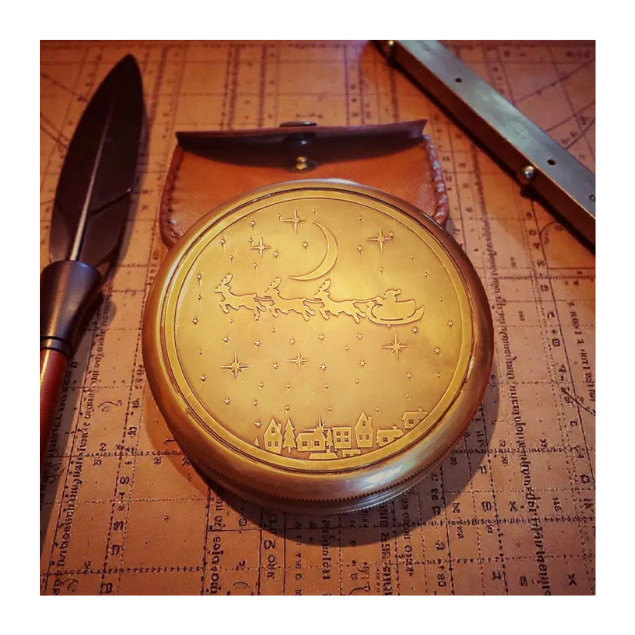 Santa Engraved Brass Compass | Personalized Christmas Gift
