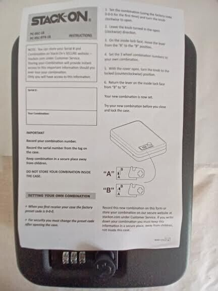 STACK-ON PORTABLE SECURITY CASE PC-95C-18 Combination Lock Protect Valuables