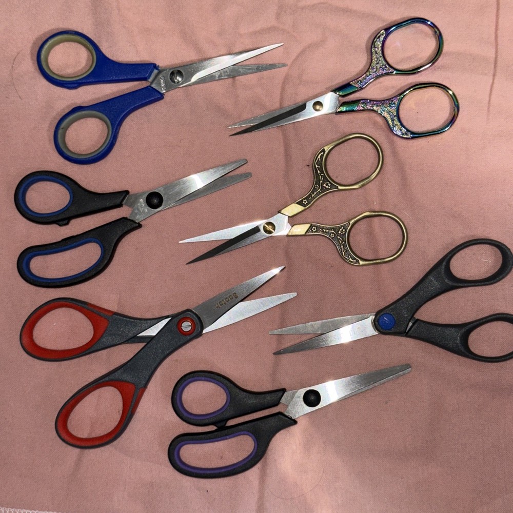 Large Assortment Of Small Scissors, Mixed Brands, 7 Pair