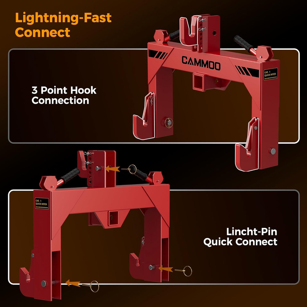 3-Point Quick Hitch with 2" Receiver＆Extra Versatile Adapter, Adaptation to Cate