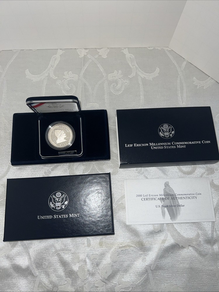 Leif Erickson Millennium Commemorative Proof Silver Dollar 2000